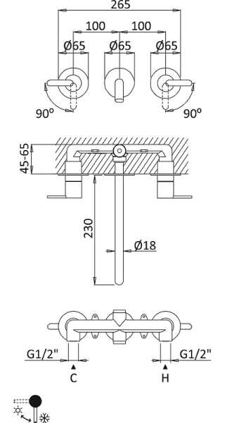 Смеситель для раковины Cezares Leaf LEAF-BLI3L-MM
