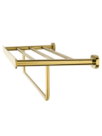 Полотенцедержатель с полкой WONZON & WOGHAND FIRST, глянцевое золото WW-8481-LG