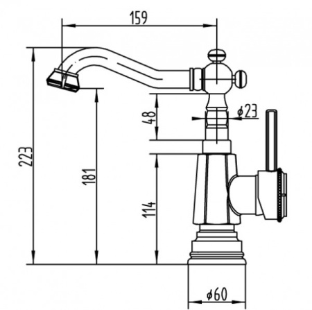 Смеситель для раковины, античная бронза Zorg A 310U-BR