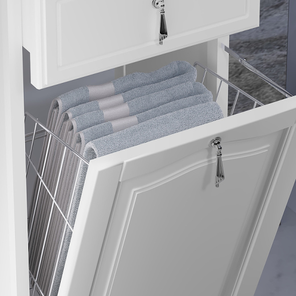 Пенал Opadiris Риспекто 40, с бельевой корзиной, цвет белый матовый, левый, 00-00005838