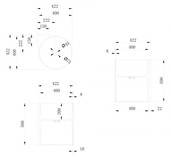 Раковина подвесная Abber Stein AS2625, белая, матовая, угловая, искусственный мрамор