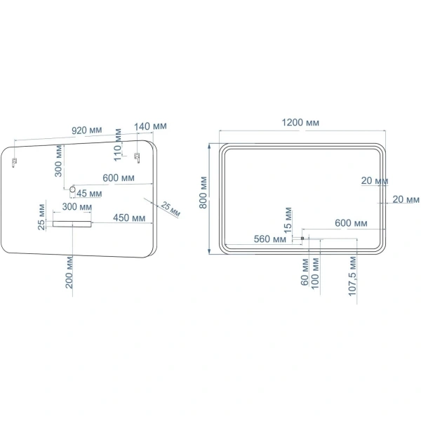 Зеркало с подсветкой Art&Max GENOVA AM-Gen-1200-800-DS-F-White сенсорным выключателем