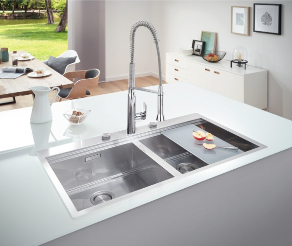 Кухонная мойка из нержавеющей стали, без корзинчатого вентиля, Grohe K800 31585 SD0 (31585SD0)