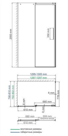 Душевой уголок (130х80) WasserKRAFT Dinkel 58R32