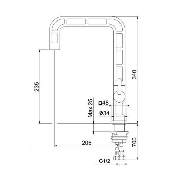 Смеситель для кухни Webert One-A ON921202441, черный/сталь