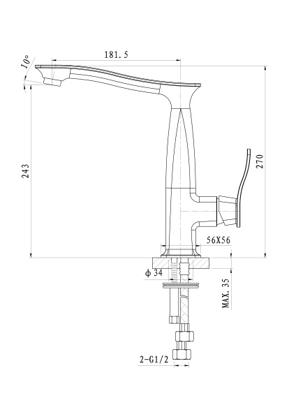 Смеситель для кухни WONZON & WOGHAND NAVIA, хром WW-182101-CR