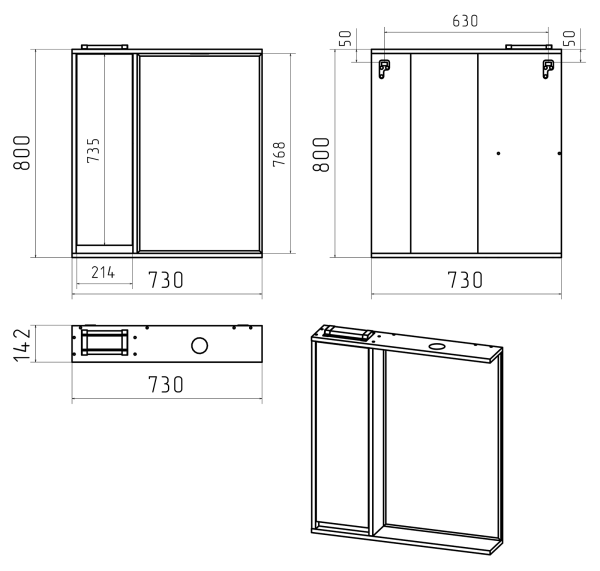 Зеркальный шкаф (73х80) Brevita Balaton 75 левый  BAL-04075-01-01Л