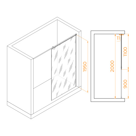 Душевая перегородка 110 см RGW WA-033 Walk In 351003311-11 прозрачное