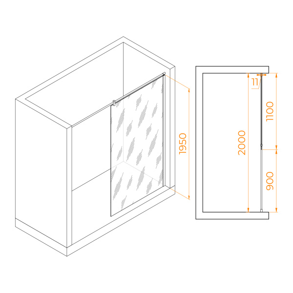 Душевая перегородка 110 см RGW WA-033 Walk In 351003311-11 прозрачное