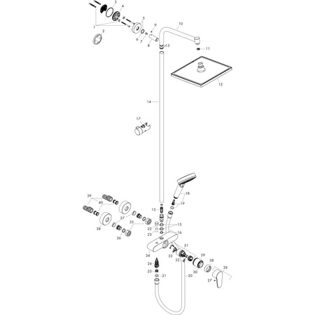 Душевая система с однорычажным смесителем hansgrohe Crometta E 240 1jet Showerpipe 27284000