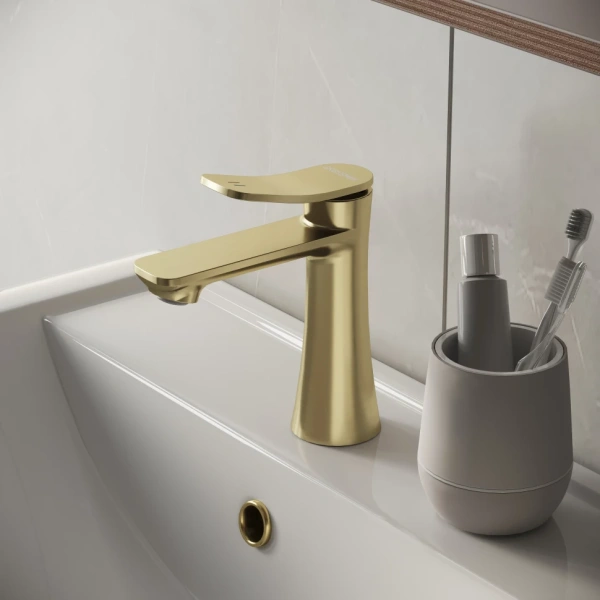 Смеситель для раковины Grossman Advans 510.K35.09.320 золото сатиновый Смеситель для раковины Grossman Advans 510.K35.09.320 золото сатиновый