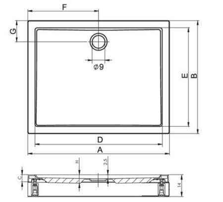 Душевой поддон (120х100) Riho Davos D002004005