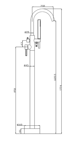 Смеситель для ванны BelBagno Nova NOV-FMT-NERO