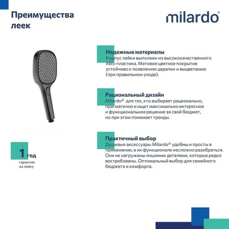 Лейка для душа Milardo черная матовая 3F Ideal Spa (ILS3FB0M18)