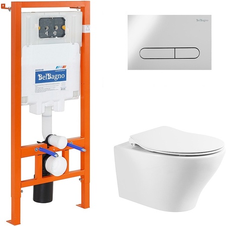 Комплект унитаза с инсталляцией BelBagno Acqua BB340CHR/BB2020SC