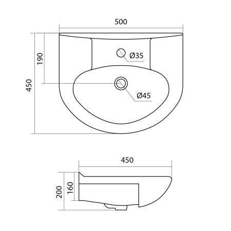 Раковина подвесная (50х45) Santek Канны 50 1WH110243