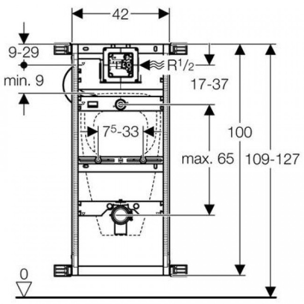 Инсталляция Geberit Kombifix для писсуара, 109–127 см, универсальная 457.611.00.1