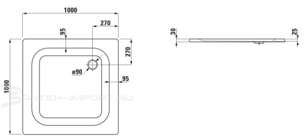 Душевой поддон стальной Laufen Platina 2.1500.4.000.040.1