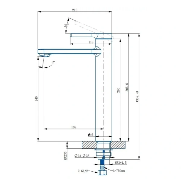 Смеситель для раковины Arrow N11M6071JGG серый