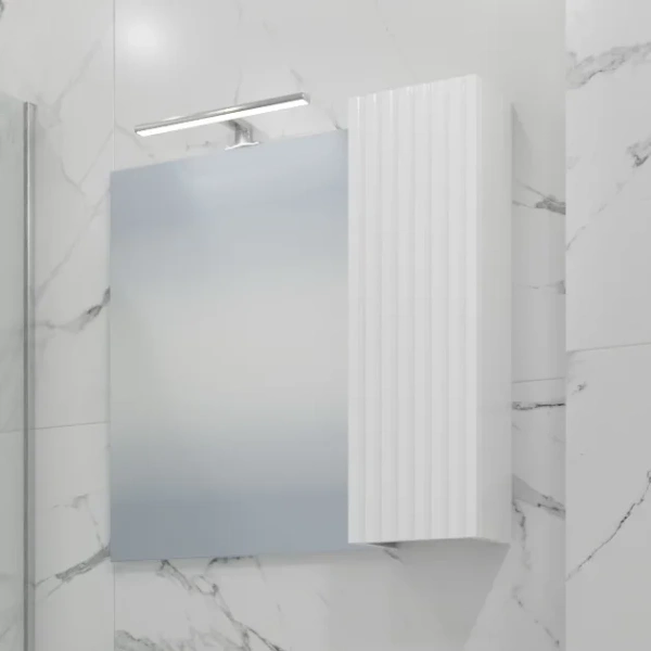 Зеркальный шкаф Санта Юпитер 700367 70x65 см L/R, со светильником, белый глянец