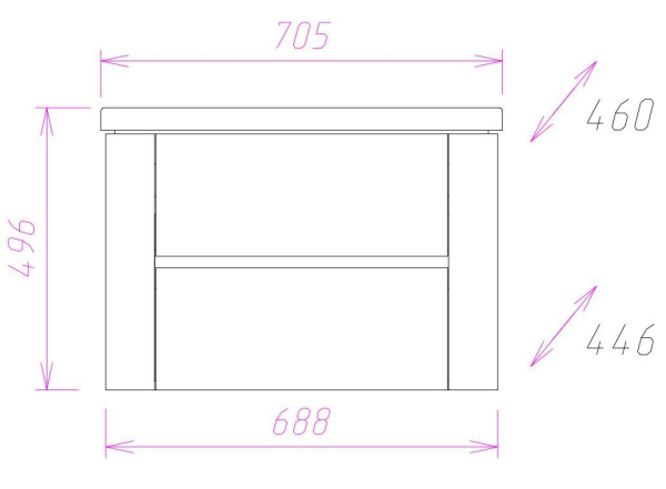 Тумба под раковину подвесная Onika Стоун 70 107044