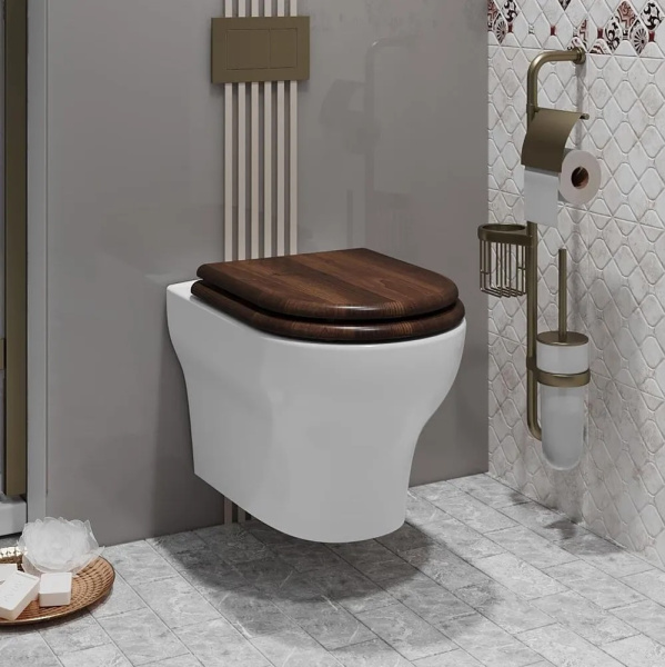 Унитаз подвесной безободковый Opadiris Лоренцо OS41712N сиденье светлый орех