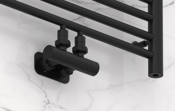 Вентиль Сунержа угловой EU50 (2 х G 1/2" НР х G 3/4" НГ) 31-1416-1234 черный матовый