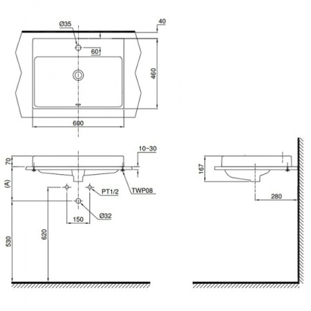 Раковина полувстраиваемая TOTO MH L1616C