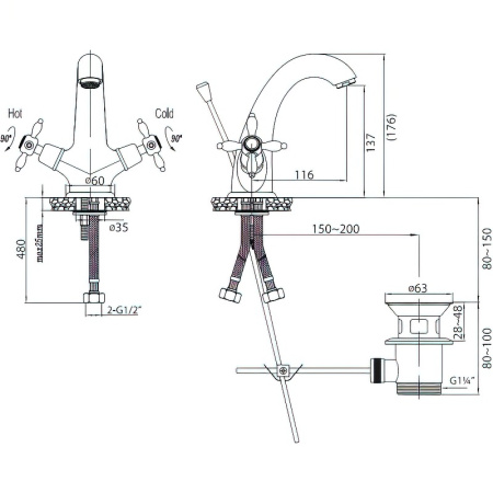Смеситель для биде Cezares Nostalgia NOSTALGIA-BS1-01