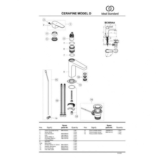 Смеситель для раковин Ideal Standard Cerafine D BC689AA, хром