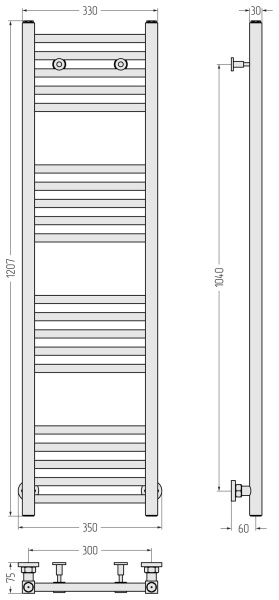 Полотенцесушитель водяной Сунержа Модус (1200х300) 01-0250-1230 Полотенцесушитель водяной Сунержа Модус (1200х300) 01-0250-1230
