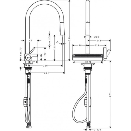 Смеситель для кухни Hansgrohe Aquno Select M81 73837800,сталь