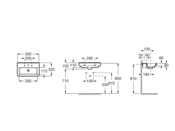 Раковина подвесная (35x32) Roca Dama-N  32778B000