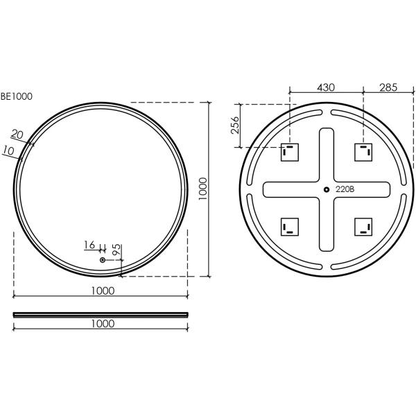 Зеркало с подсветкой Sancos  Bella (100х100) BE1000