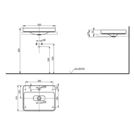 Раковина полувстраиваемая Toto LW170YBT1#XW