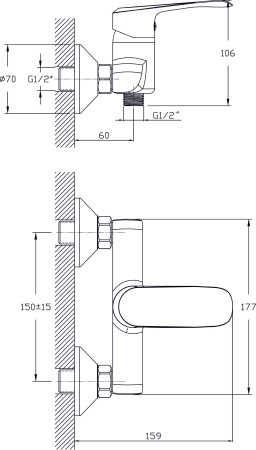 Смеситель для душа RUSH Gozo GZ3735-63