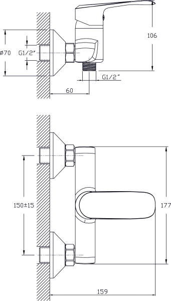 Смеситель для душа RUSH Gozo GZ3735-63 Смеситель для душа RUSH Gozo GZ3735-63