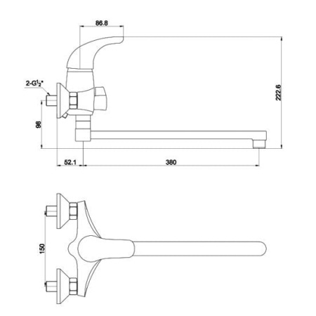 Смеситель для ванны Timo Premiera 0025Y-CR chrome