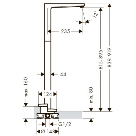 Излив для ванны напольный Hansgrohe Metropol 32531000