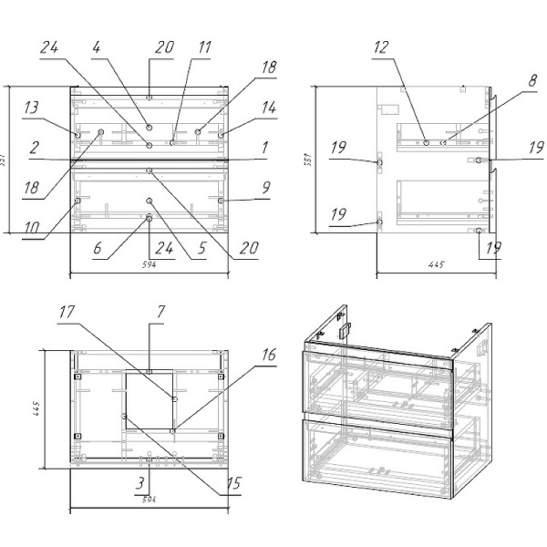Тумба Cersanit MODUO 60 под столешницу SB-SZ-MOD60-BL/Wh
