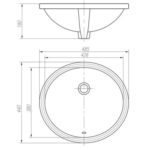 Раковина встраиваемая снизу ARROW AP418E, белый