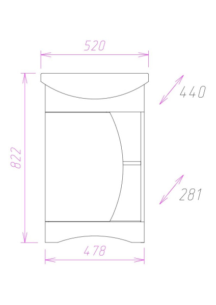 Тумба под раковину напольная Onika Дуэт 52 105201