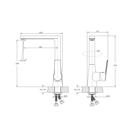 Смеситель для кухонной мойки RUSH Balearic BA3935-23