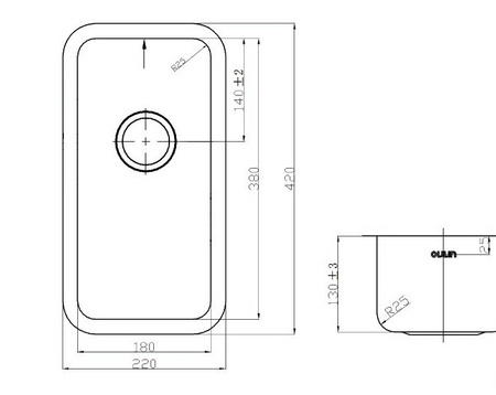 Кухонная мойка (22х42) Oulin OL-0361 круглый выпуск