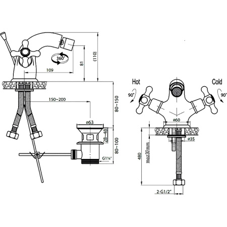 Смеситель для биде Cezares GOLF GOLF-BS1-02