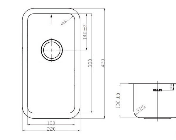 Кухонная мойка (22х42) Oulin OL-0361 круглый выпуск