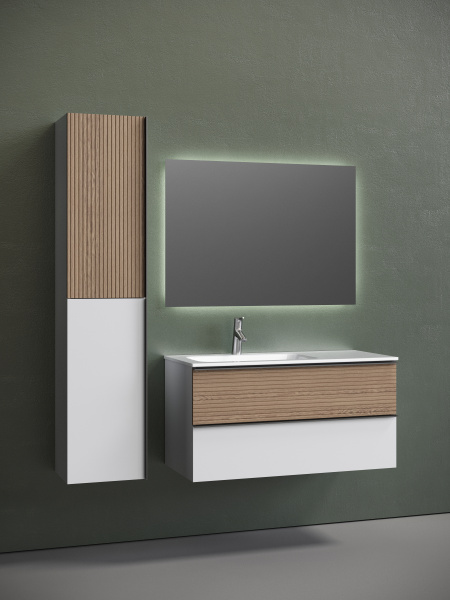 Тумба под раковину Sancos  Delta DL100LW  дуб светлый/белый