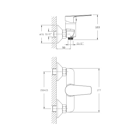 Смеситель для душа RUSH Disco DI6935-63