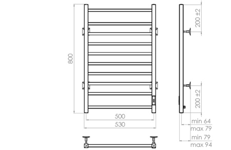 Электрический полотенцесушитель Vincea 50х80 VTD-1LBE