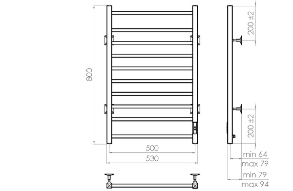Электрический полотенцесушитель Vincea 50х80 VTD-1LBE